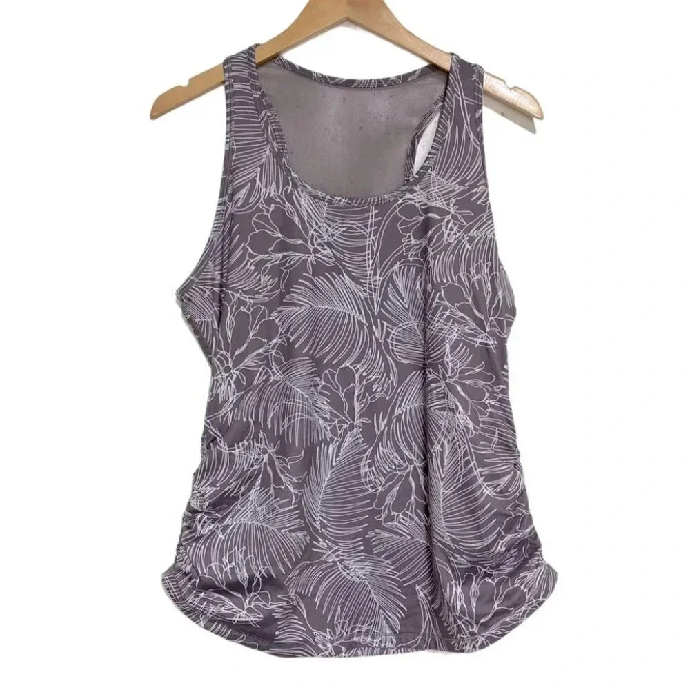 CALIA‎ L scoop neck ruched side racerback tank top